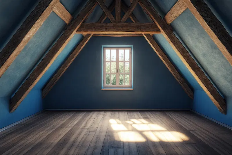 An empty attic room after a renovation