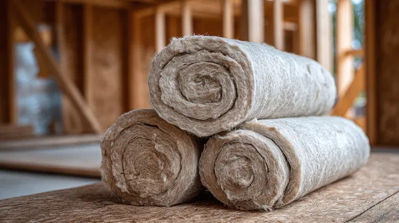Cellulose insulation materials in rolls for installation