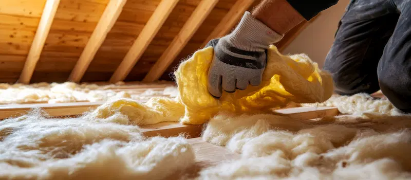 Man installing thermal insulation